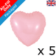 9" Matte Pink Heart Foil Balloons (5) - PACKAGED