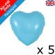 9" Matte Blue Heart Foil Balloons (5) - PACKAGED
