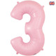 34 inch Pastel Matte Pink Number 3 Foil Balloon (1)