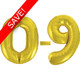 34 inch Unique Classic Gold Numbers Starter Kit - 36 Balloons