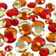 Red, Orange & Gold Assorted Round Decorative Rhinestones (1)