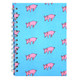 A5 Pig Patterned Blue Portrait Spiral Bound Sketchbook (1)