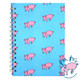 A5 Pig Patterned Blue Portrait Spiral Bound Sketchbook (1)