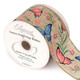 Pink & Blue Butterflies Natural Wired Edge Ribbon - 63mm x 9.1m