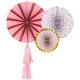 Pink Floral Decorative Paper Fans (3)