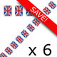 Pack of 6 Union Jack Plastic Banners - 10m