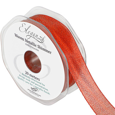 Metallic Shimmer Red Woven Ribbon - 25mm x 20m (1)