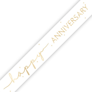 „Happy Anniversary“ Banner – 9 Fuß Lang, Folienbanner Mit Verbundenen Herzen Für Jubiläumsfeiern