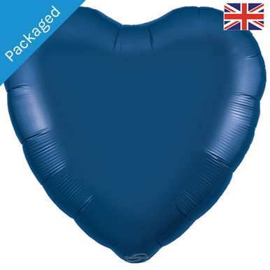 36" Navy Blue Heart Shaped Foil Balloon (1) - PACKAGED