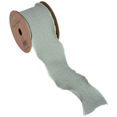 Silver Ruffle Ribon Sage Ruffled Ribbon - 40mm x 4.5m (1)