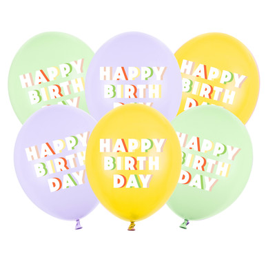 12 inch Happy Birthday Colourful Mix Latex Balloons (6)