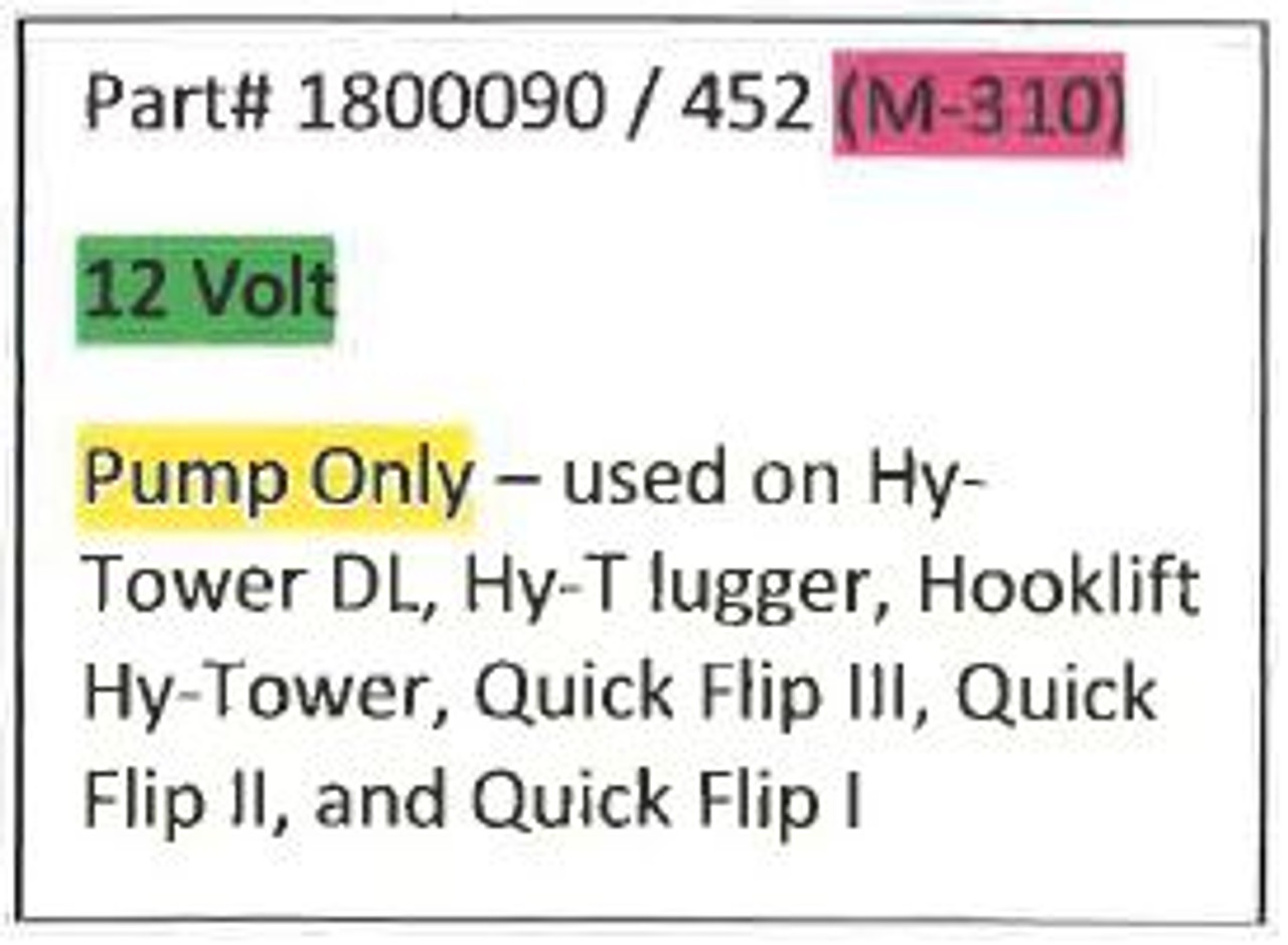 Hydraulic Pump - 12 Volt M310 (20-452/1800090)