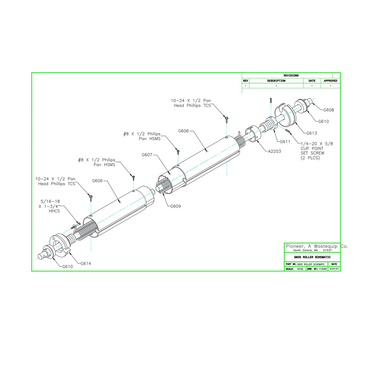 Diagram of Pioneer HR1000 HI-ROLLER tarp system with numbered parts