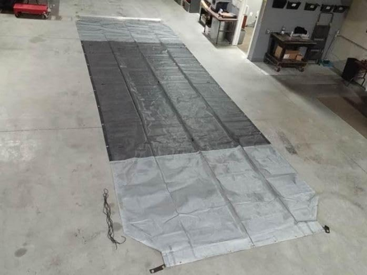 Carolina Tarps - Pioneer HR4759 Heavy Duty Roll Off Tarp - Reinforced Black Mesh (9.5' x 28')