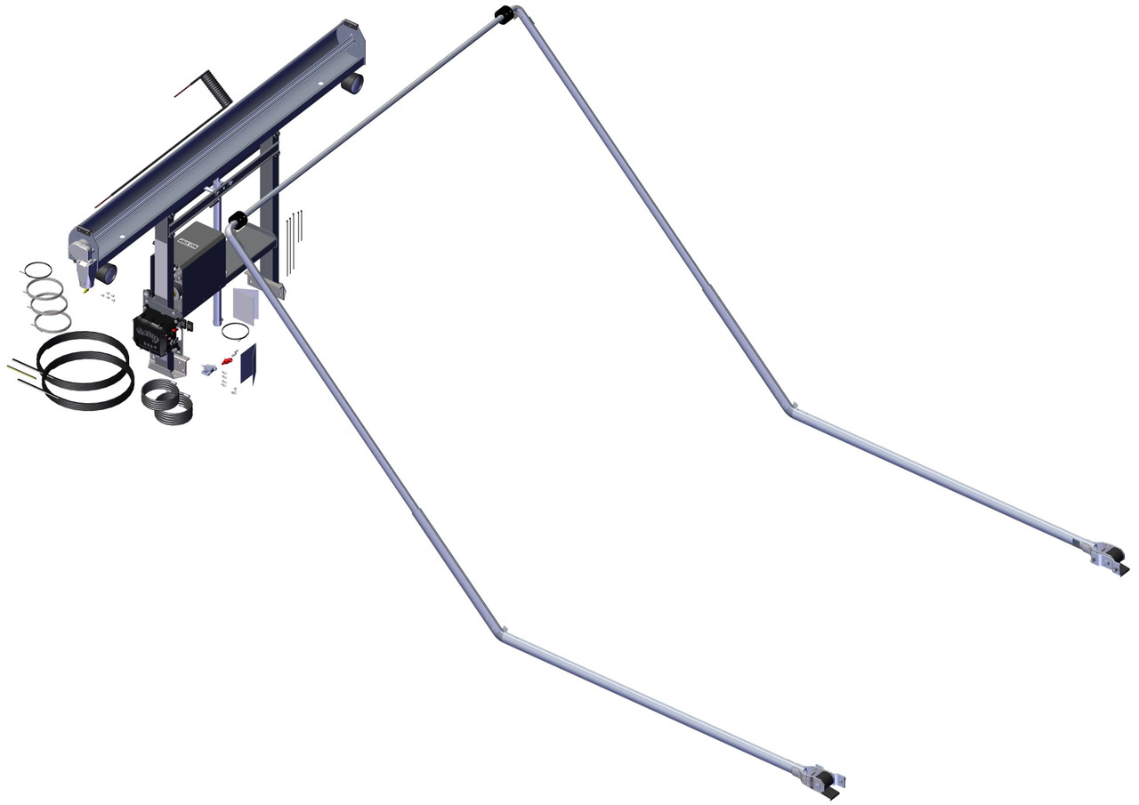 DC204, TM Single Stage Narrow Tower, 5 Spring 84" Ext Pivot, 45° elbows, Wide Bow Set, Fits Smaller Cab Chassis (Ford SuperDuty, Ram & GM)