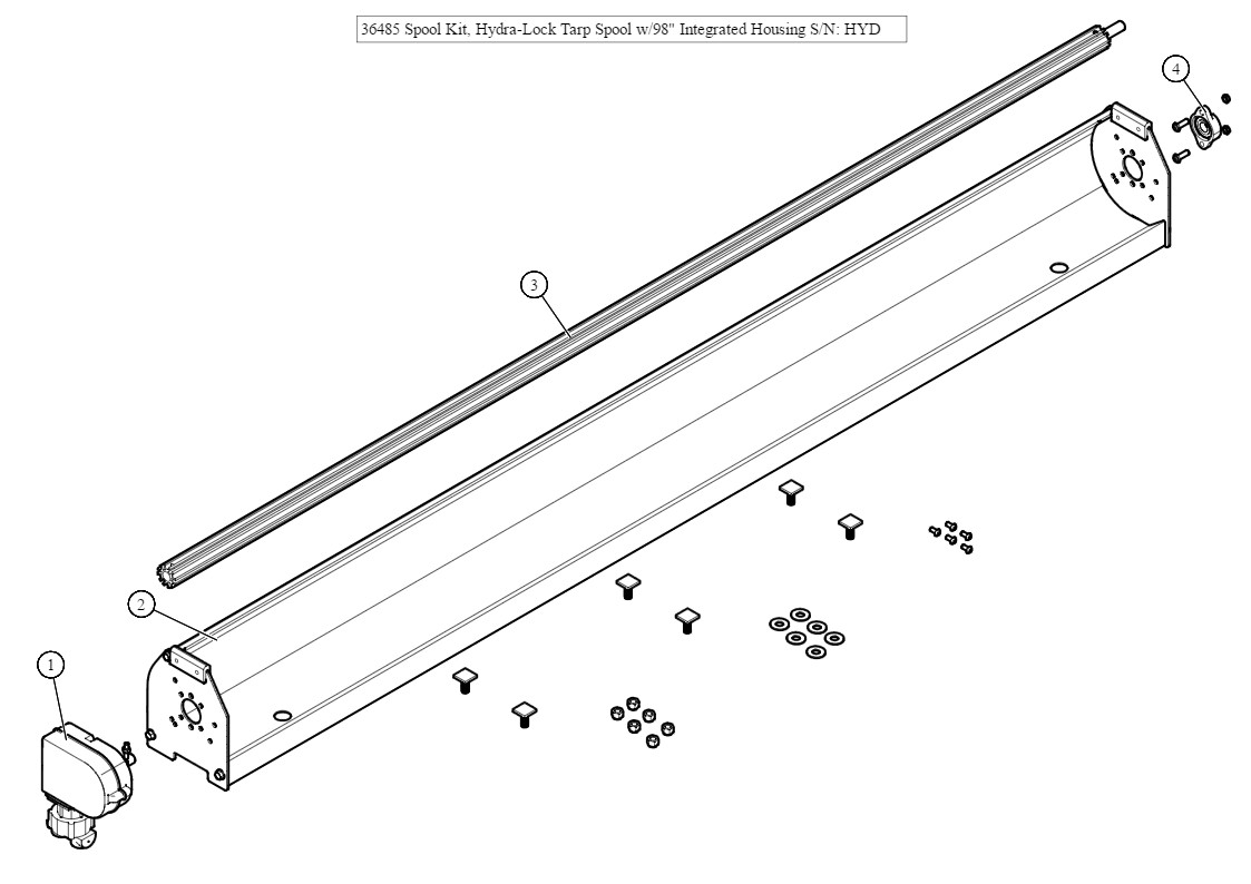 Spool Kit, Hydra-Lock Tarp Spool w/98" Integrated Housing S/N: HYD
