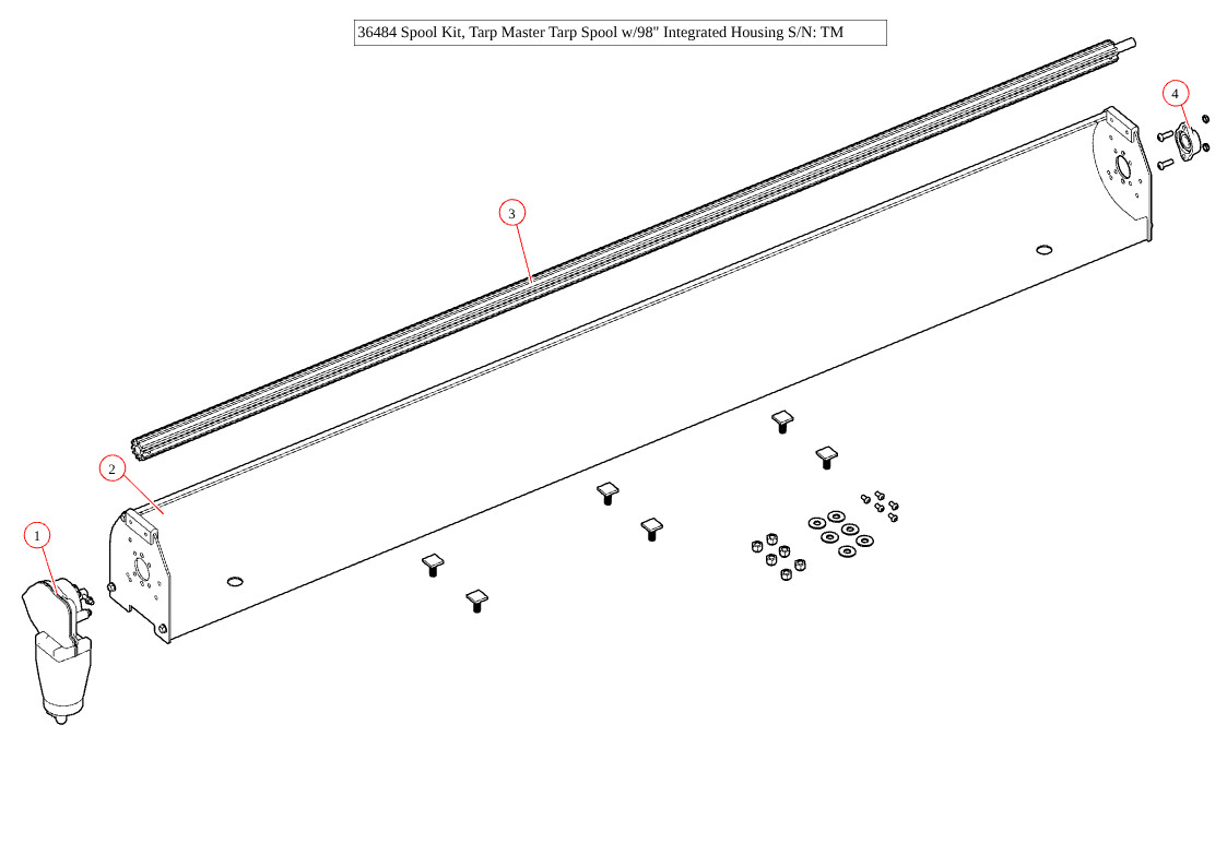Spool Kit, TarpMaster Tarp Spool w/98" Integrated 98" Housing for Tower