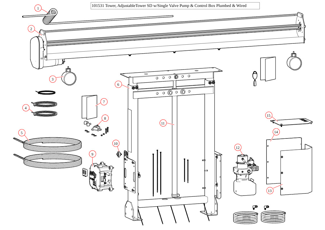 Tower Assembly, 12v SDX Single Stage w/Single Valve Pump & Control Box SDX S/N: