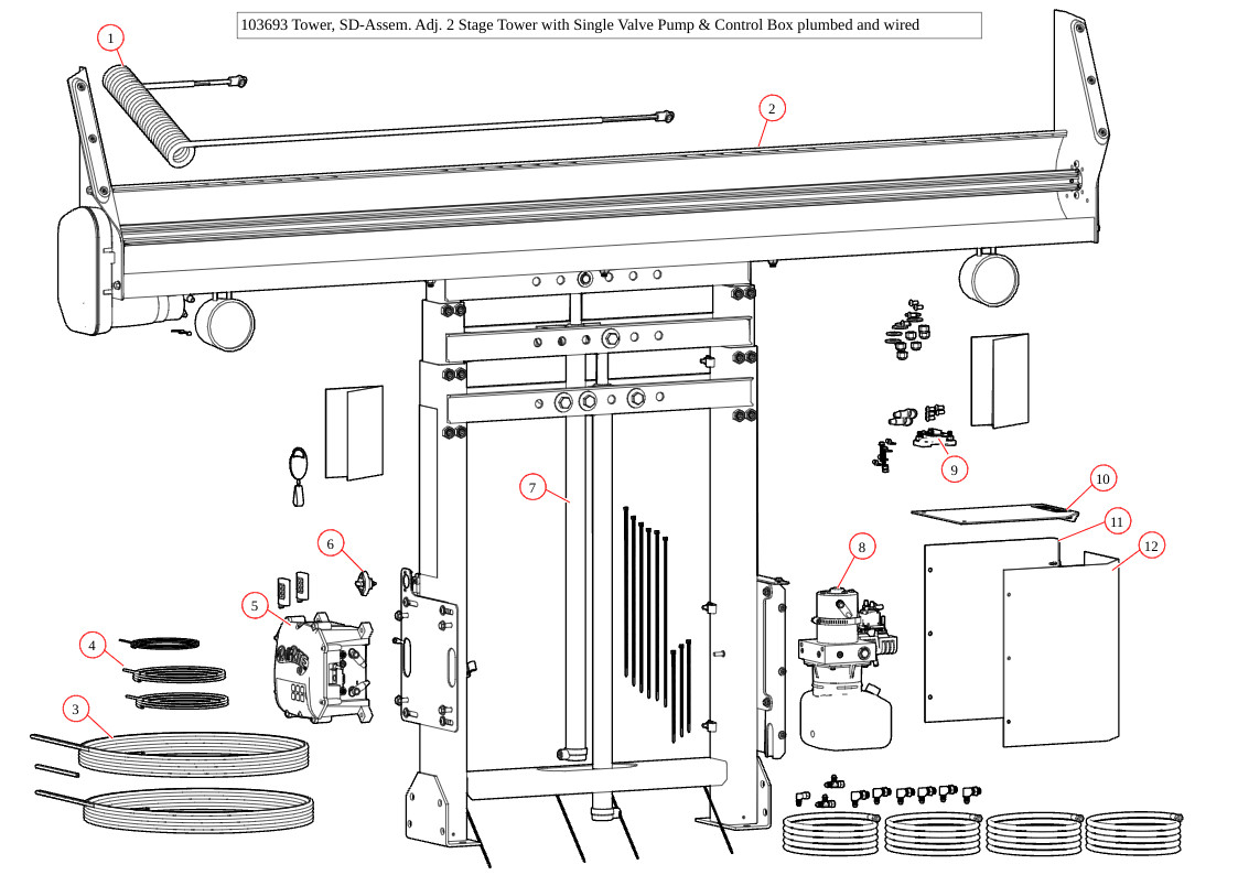 Tower Assembly, Super Duty Dual Stage Tower w/Single Valve Pump & Control Box