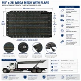 9’ 8” x 28’ Mega Mesh™ Pioneer, w/flaps (Replacement Tarp) | DeBrovys