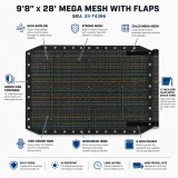 9’ 8” x 28’ Mega Mesh™ Pioneer, w/flaps (Replacement Tarp) | DeBrovys