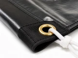9' X 18' F/S 18 oz. Black Vinyl Dump Truck Tarp, with side flaps and shock cord