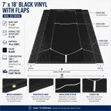 7' x 18', 18 oz. Black Vinyl Dump Truck Tarp with Side Flaps and Shock Cord