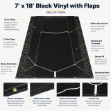 7' x 18', 18 oz. Black Vinyl Dump Truck Tarp with Side Flaps and Shock Cord