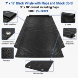 7' x 18', 18 oz. Black Vinyl with Side Flaps and Shock Cord