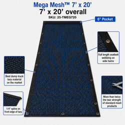 7' x 20' Mega Mesh Dump Truck Tarp