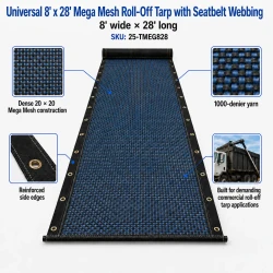 Universal 8'x28' Roll-Off Tarp | Mega Mesh | DeBrovys