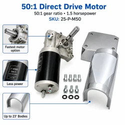 Motor 50:1 motor 3-year warranty.