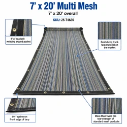 7' X 20' F/S Multi-Color Mesh Dump Truck Tarp