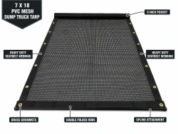 7' X 18' F/S Heavy Duty Black Mesh Dump Truck Tarp