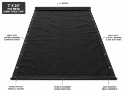 7' X 20' F/S Heavy Duty Black Mesh Dump Truck Tarp