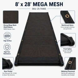 8' x 28' Mega Mesh™ (Replacement Tarp), Donovan OX / K-PAC & Quick Flip