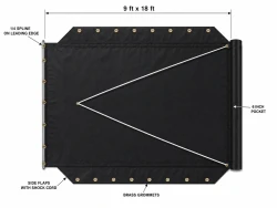 9' X 18' F/S 18 oz. Black Vinyl Dump Truck Tarp, with side flaps and shock cord