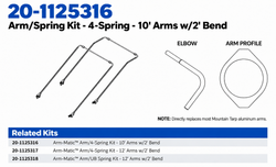 Arm/Spring Kit - 4-Spring - 10' Arms w/2' Bend