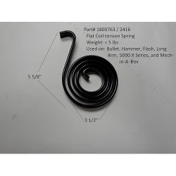 Flat Coil Torsion Spring, for Bullet, Hammer, Flash, Long Arm, 5000 X Series, and Mech-in-A-Box