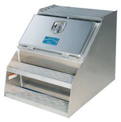 Saddle Box,  23.5" x 28.5" x 24" Deep, Diamond Plate Door w/step