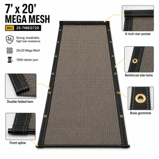 7' x 20' Mega Mesh Dump Truck Tarp