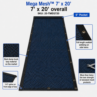 7' x 20' Mega Mesh Dump Truck Tarp