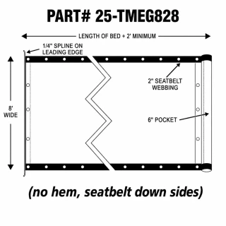 Universal - 8' x 28' Roll-off tarp - hem w/ seatbelt webbing | Mega Mesh