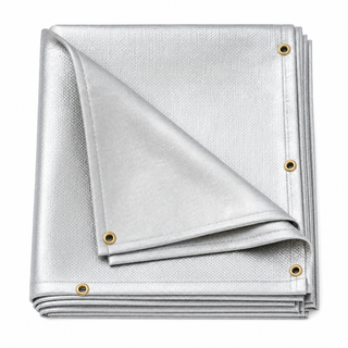18 oz. Aluminized Fiberglass Welding Blanket w/ Grommets 24'' Apart