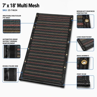 7' X 18' F/S Multi-Color Mesh Dump Truck Tarp