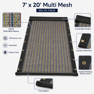7' x 20' Multi Mesh - Dump Truck & Trailer Tarps (tarps with pockets)
