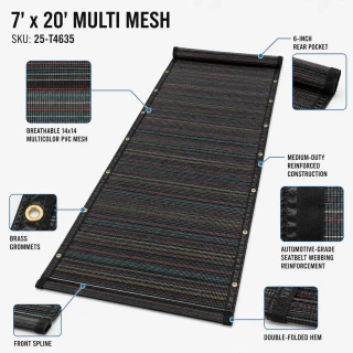 7' X 20' F/S Multi-Color Mesh Dump Truck Tarp