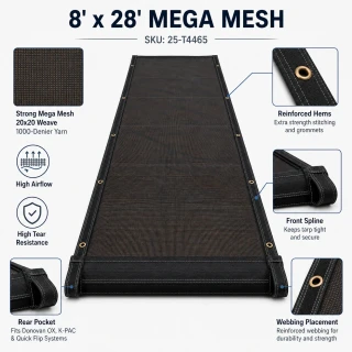 8’ x 28’ Mega Mesh™ (Replacement Tarp), Donovan OX / K-PAC & Quick Flip
