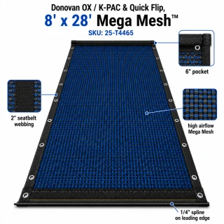 8’ x 28’ Mega Mesh™ (Replacement Tarp), Donovan OX / K-PAC & Quick Flip