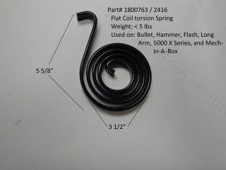 Flat Coil Torsion Spring, for Bullet, Hammer, Flash, Long Arm, 5000 X Series, and Mech-in-A-Box